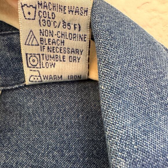 Lemon Grass Vintage Womens Button Denim Shirt Size 18W Floral Embroidered Blue - Picture 8 of 9